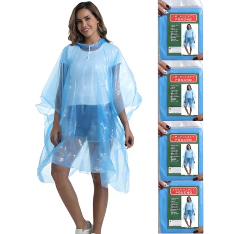 Emergency Poncho Rain - 4/6/12 Pack Disposable Rain Ponchos for