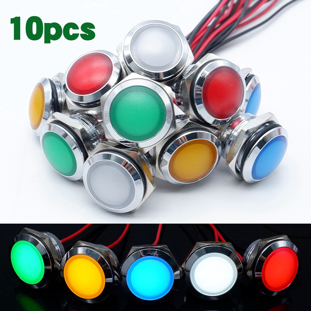 10pcs 12/16/19/22mm Metal LED  - Signal Panel Orange recensione e prezzo