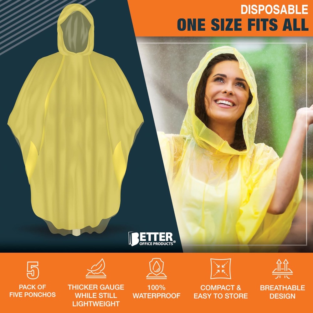 Disposable Yellow Rain Ponchos - Emergency Poncho Rain recensione e prezzo