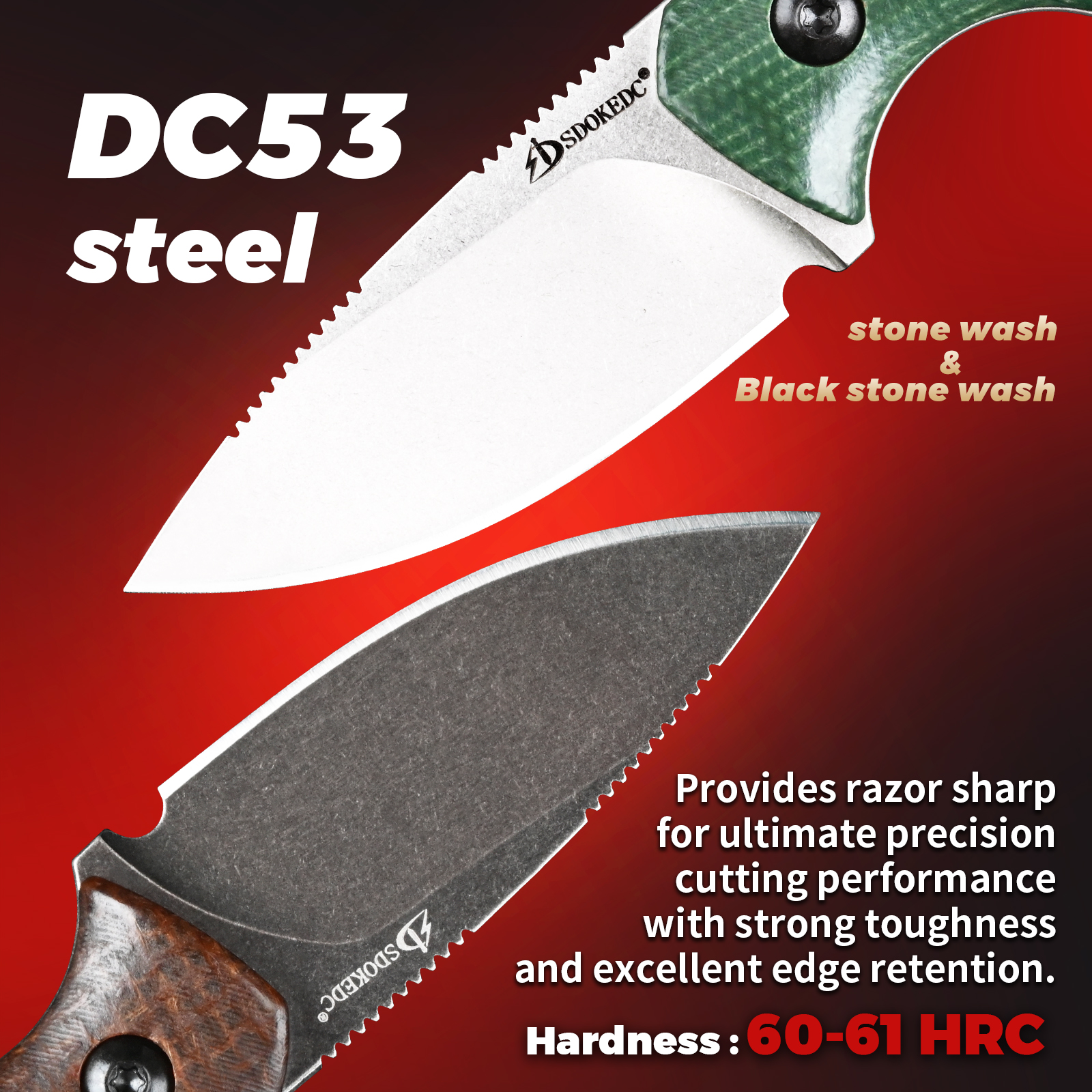 Premium SDOKEDC DC53 Steel EDC - Bushcraft Knife Fixed recensione e prezzo