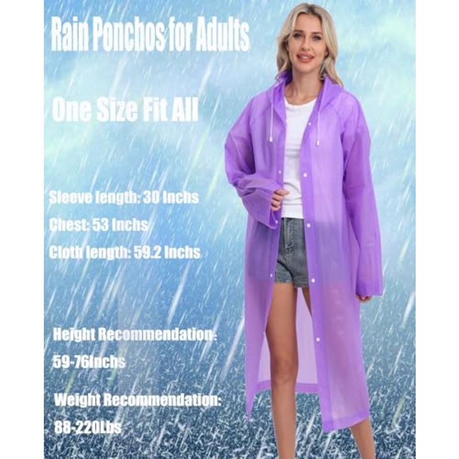 2-Pack Reusable Rain Ponchos f - Emergency Poncho Rain recensione e prezzo