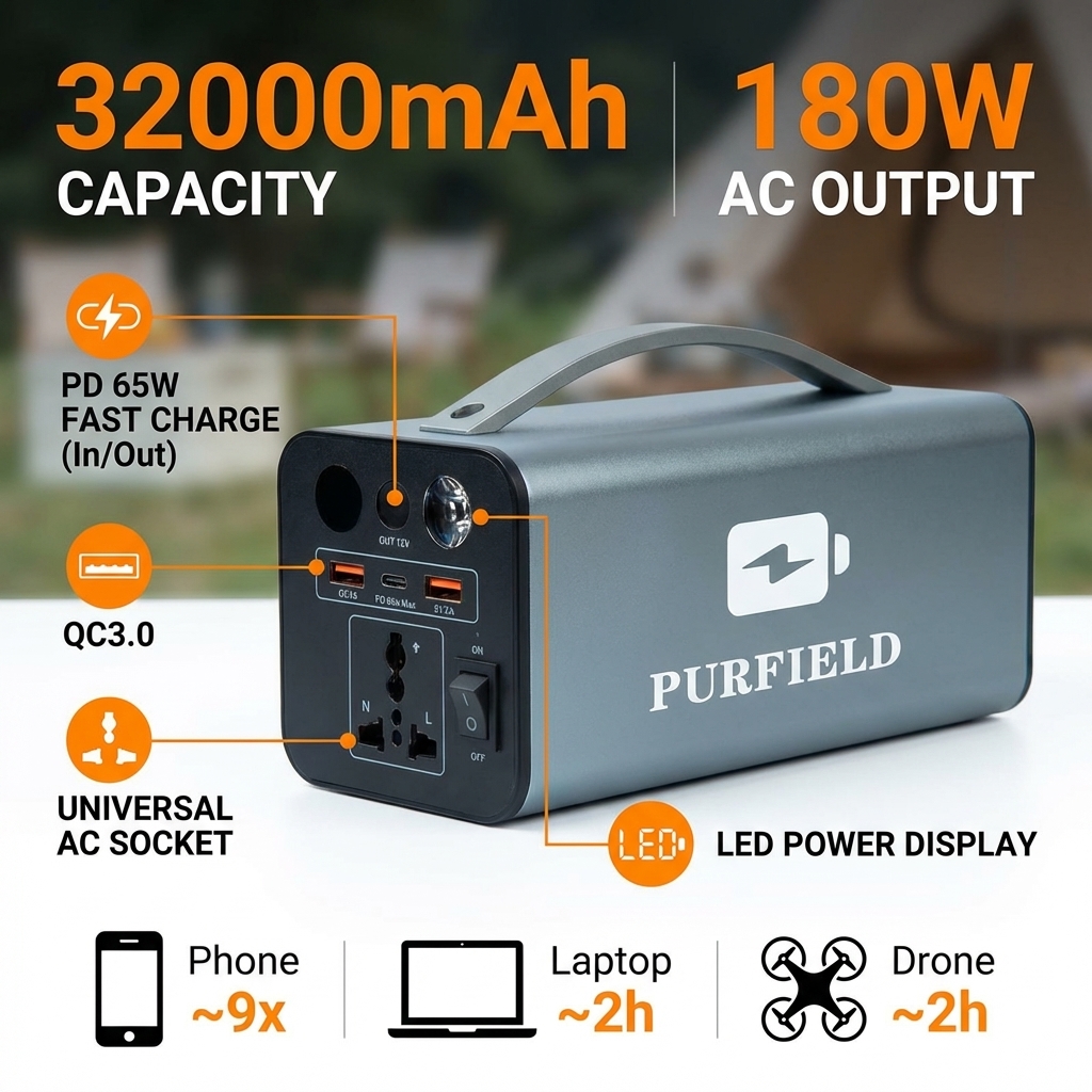 180W Outdoor Power Station 320 - Solar Emergency Charger recensione e prezzo