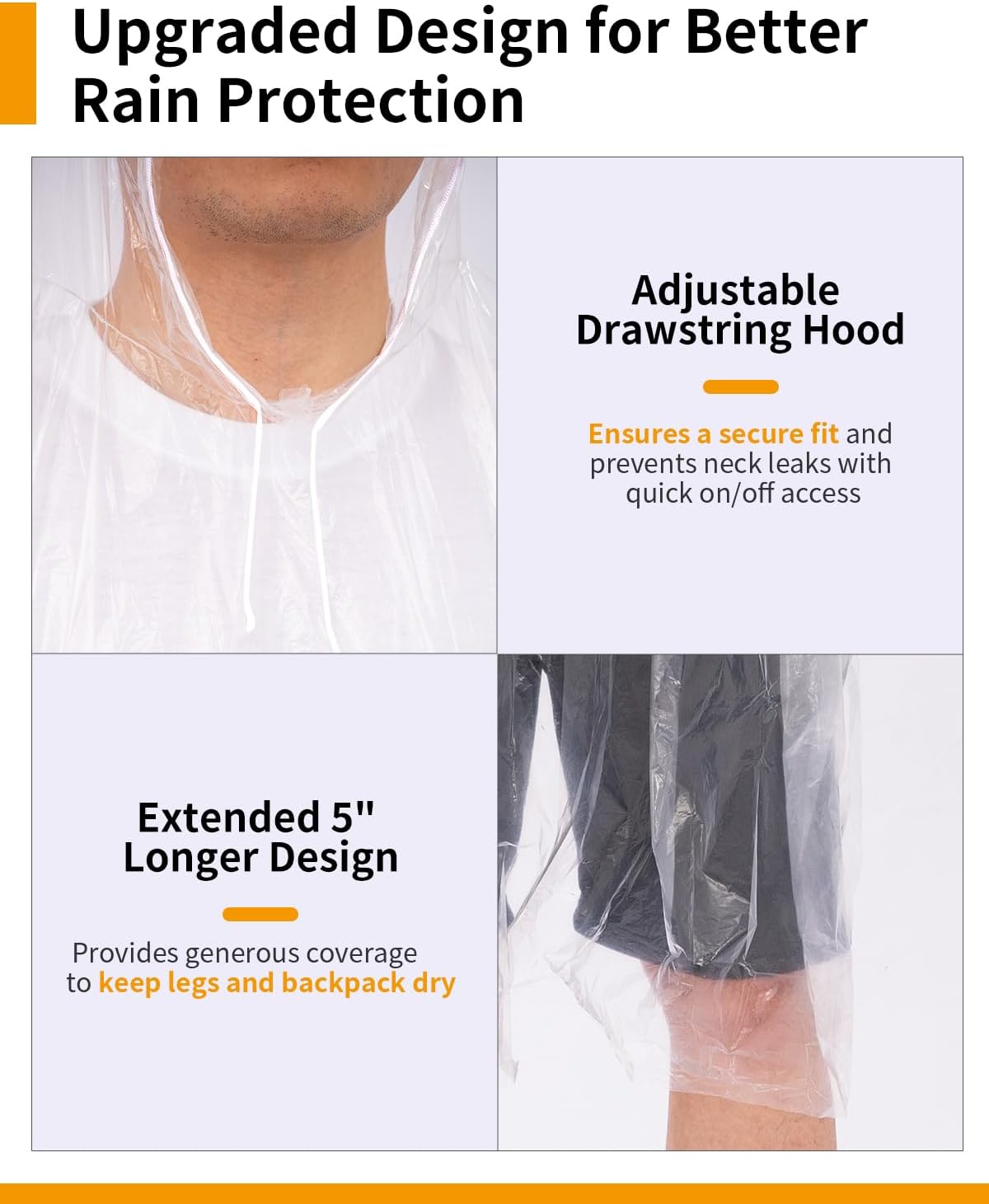 Extra Long Rain Ponchos for Ad - Emergency Poncho Rain recensione e prezzo