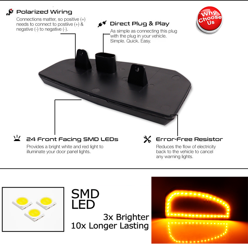 2pcs Switchback LED Side Mirro - Signal Panel Orange recensione e prezzo