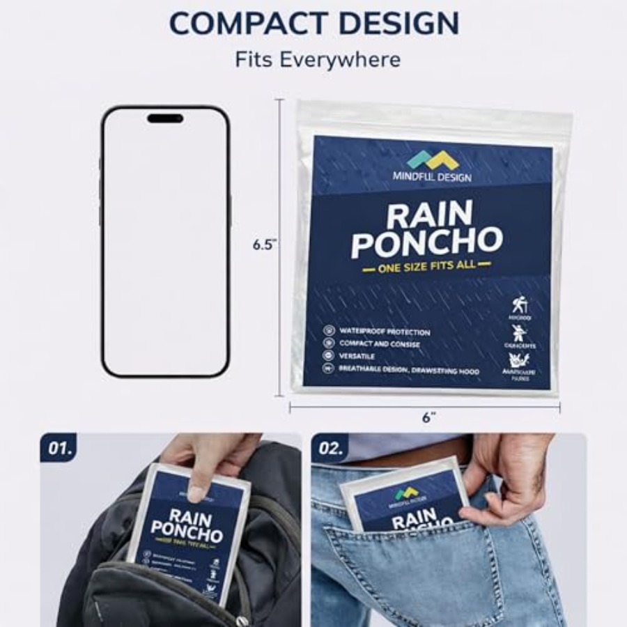 Mindful Design Rain Ponchos wi - Emergency Poncho Rain recensione e prezzo