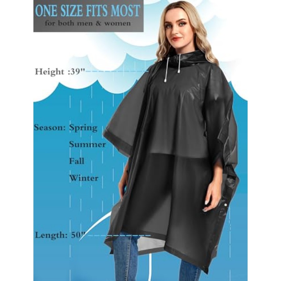 2 Pack Rain Ponchos for Adults - Emergency Poncho Rain recensione e prezzo