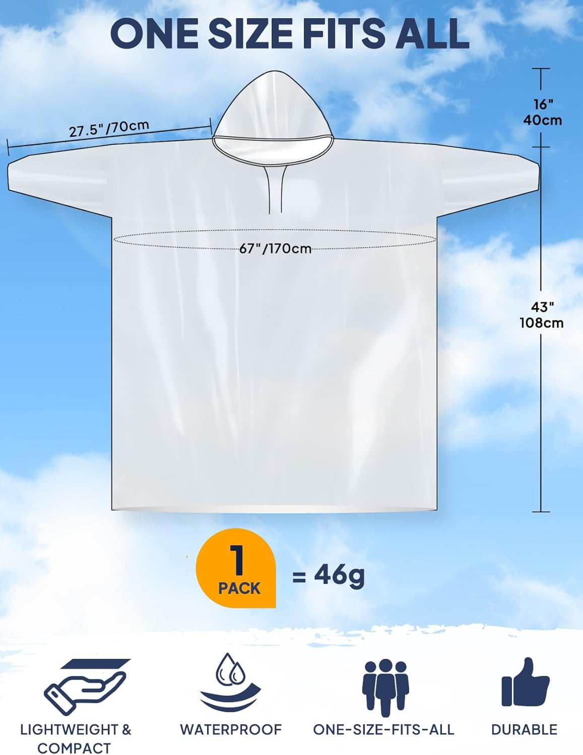 Disposable Rain Poncho for Adu - Emergency Poncho Rain recensione e prezzo