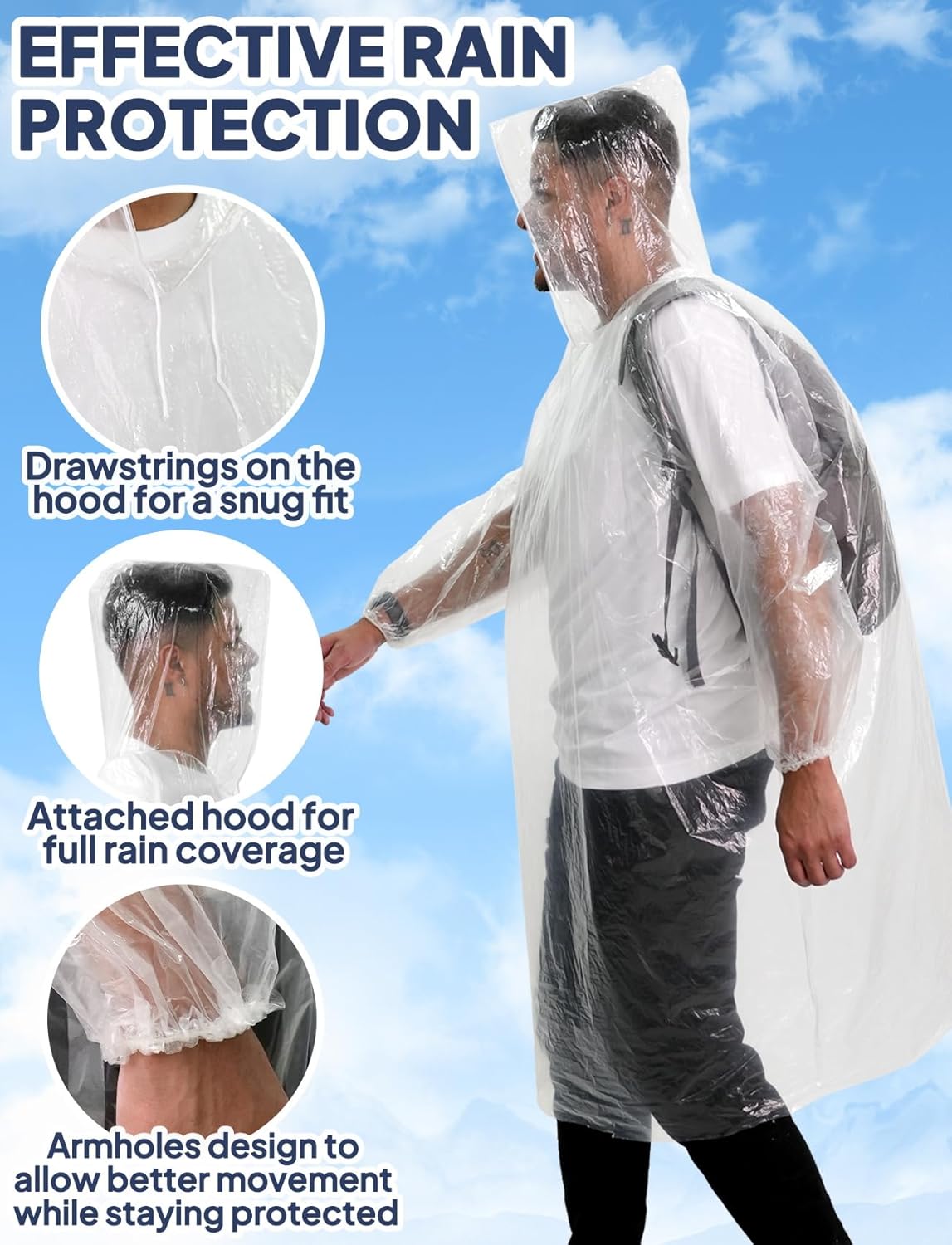 Disposable Rain Poncho for Adu - Emergency Poncho Rain recensione e prezzo