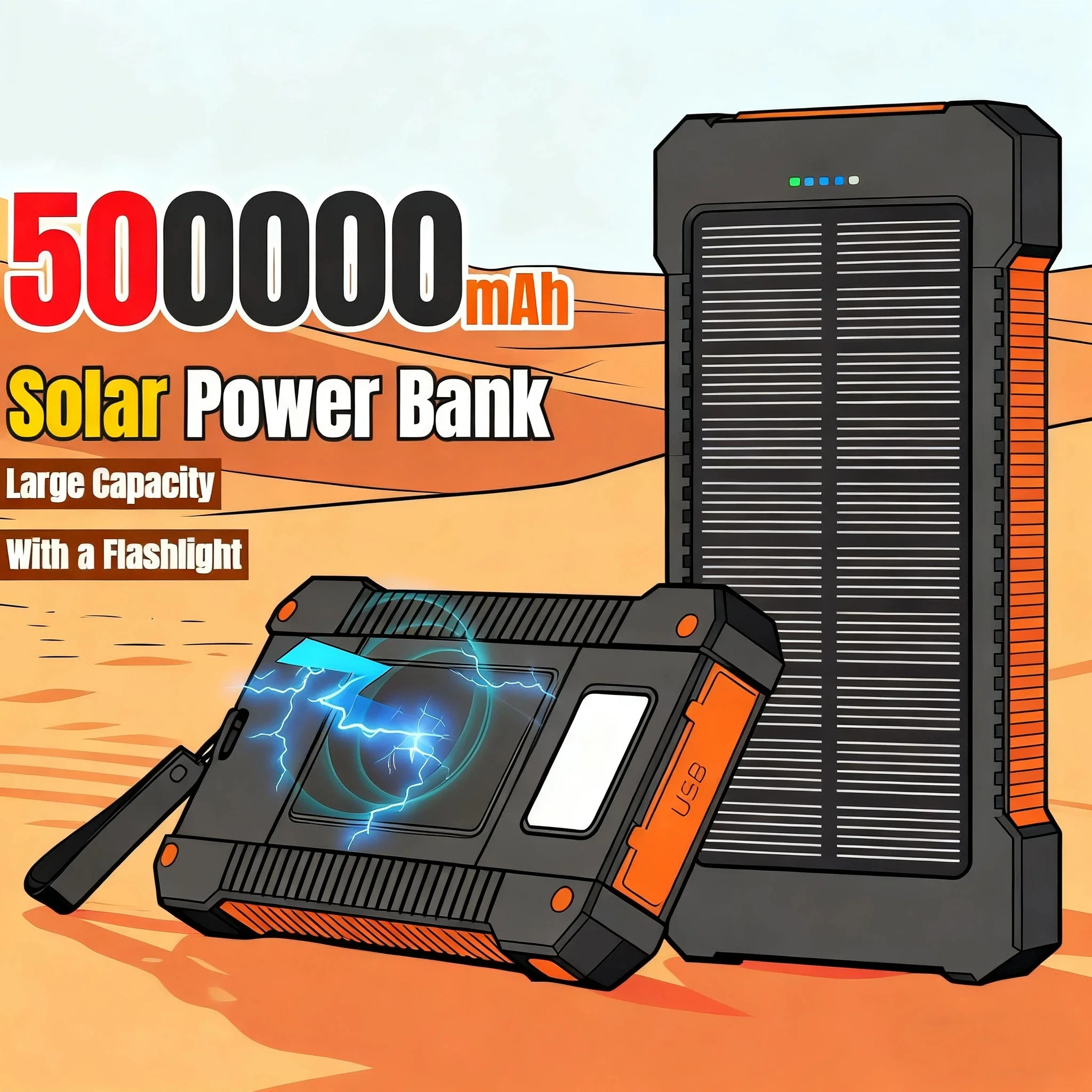 500000mAh Waterproof Outdoor S - Solar Emergency Charger recensione e prezzo