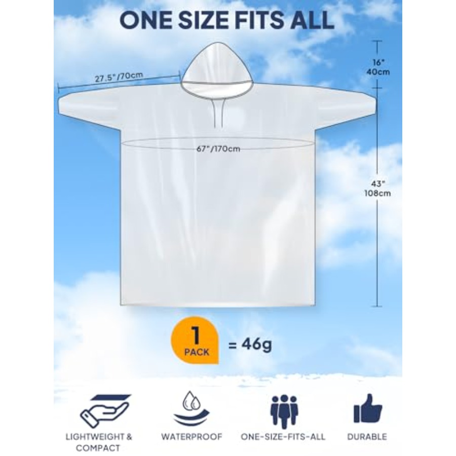 ANYOO Disposable Rain Poncho f - Emergency Poncho Rain recensione e prezzo