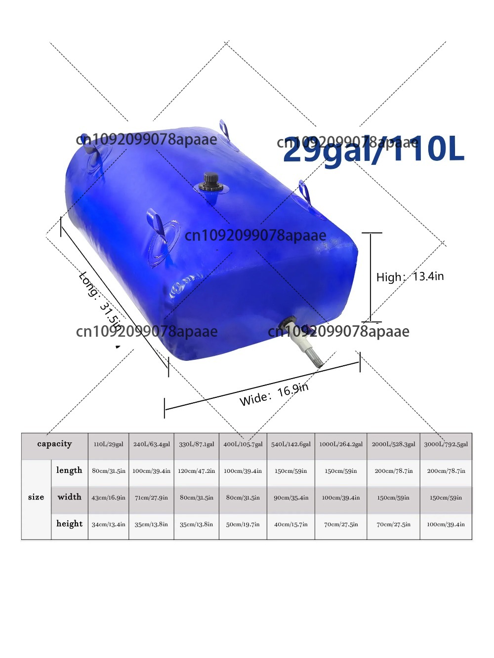 110L PVC Water Storage Bag, Po - Water Bag Collapsible recensione e prezzo